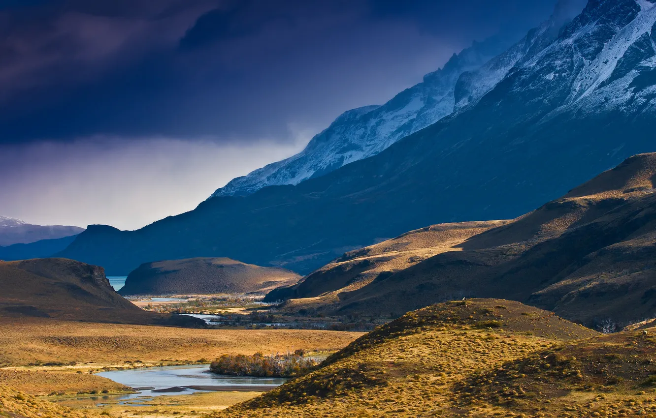 Photo wallpaper mountains, nature, hills