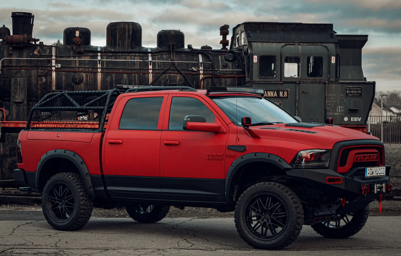 Photo wallpaper red, tuning, Dodge, pickup, 1500, Ram, Crew Cab, Limited