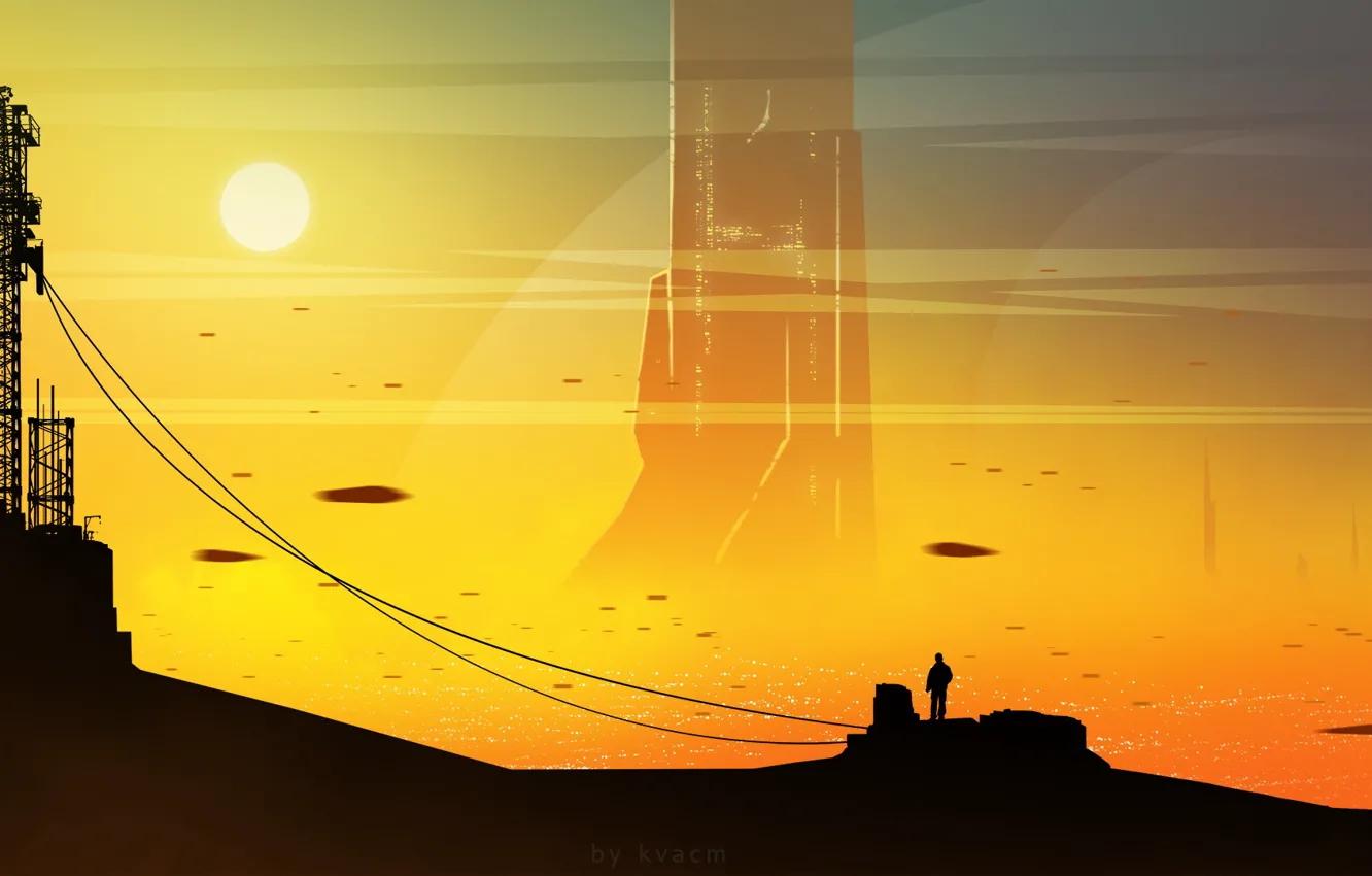 Photo wallpaper wire, people, tower, construction, Elevator Tower