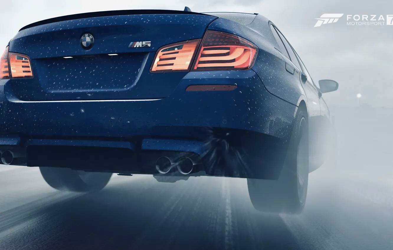 Photo wallpaper HDR, BMW, game, rain, speed, F10, 5, FM7