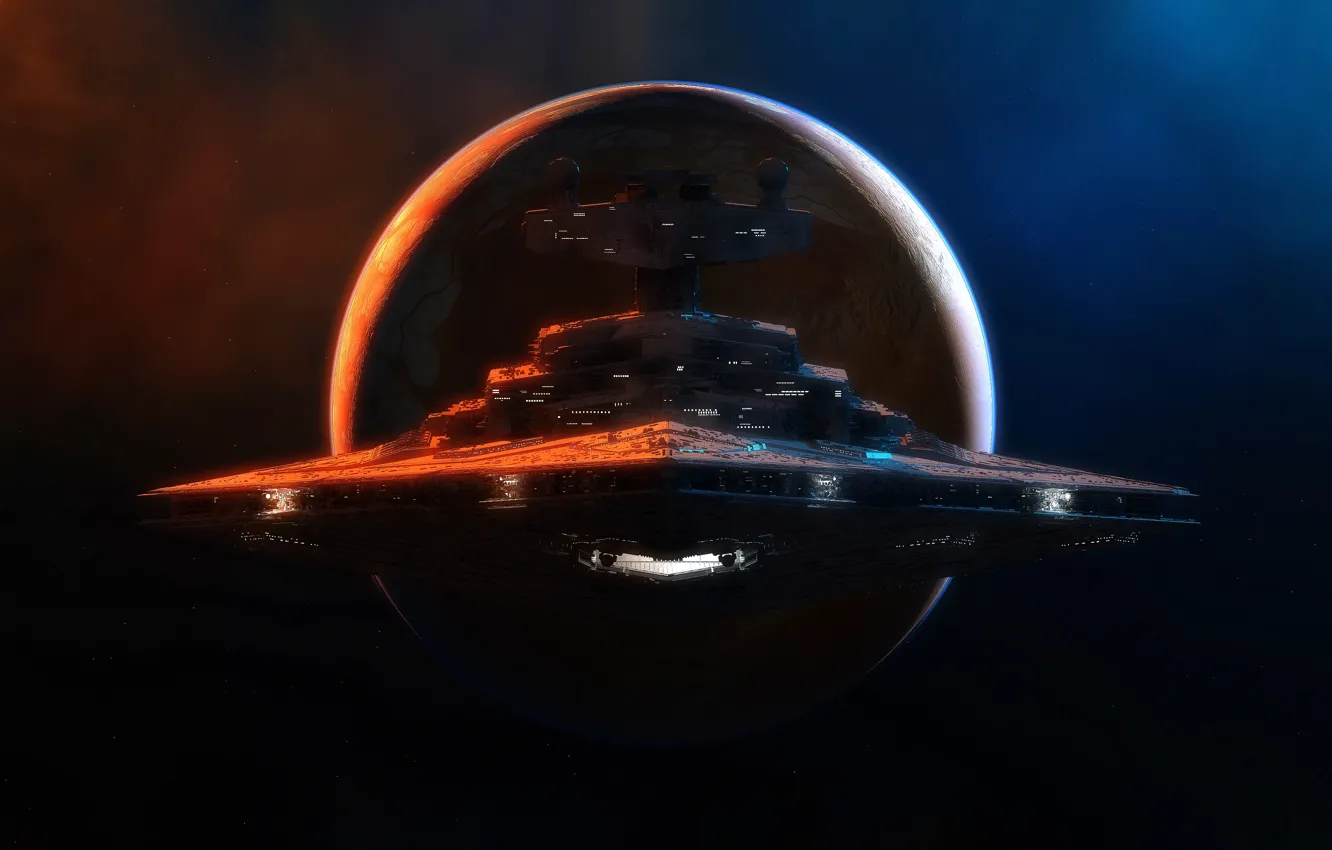 Photo wallpaper space, stars, nebula, space, fiction, ship, planet, Star Wars