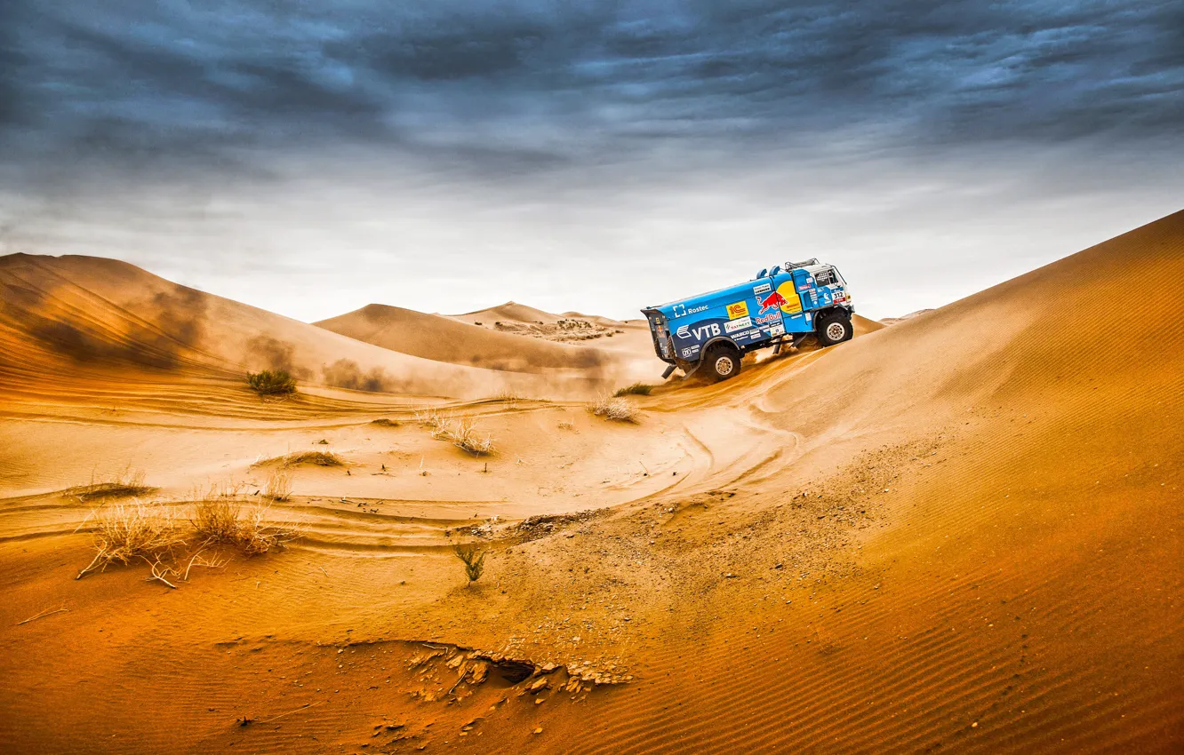 Photo wallpaper The sky, Sand, Nature, Sport, Speed, Truck, Race, Master