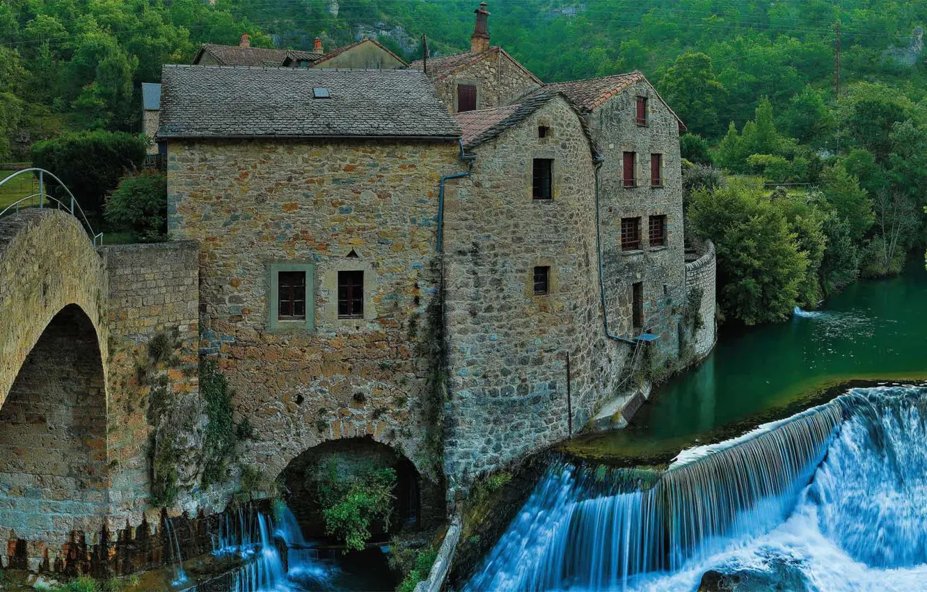Photo wallpaper home, France, The gorges de La Durby, reserve Grand KOs, Occitane, gorge, cascade