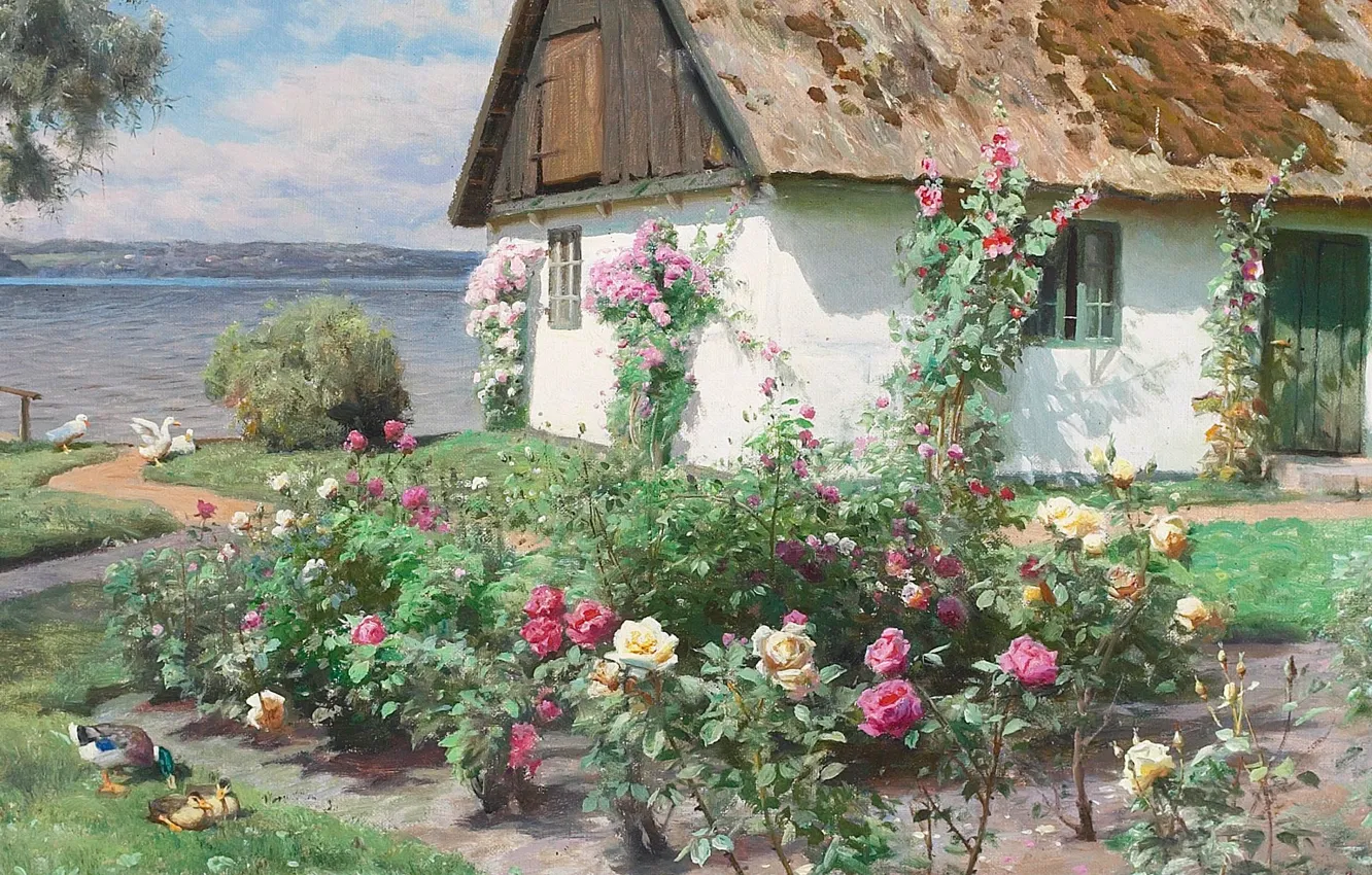 Photo wallpaper 1934, Danish painter, Peter Merk Of Menstad, Peder Mørk Mønsted, Danish realist painter, oil on …