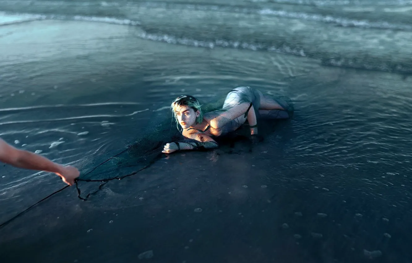 Photo wallpaper sea, shore, network, mermaid