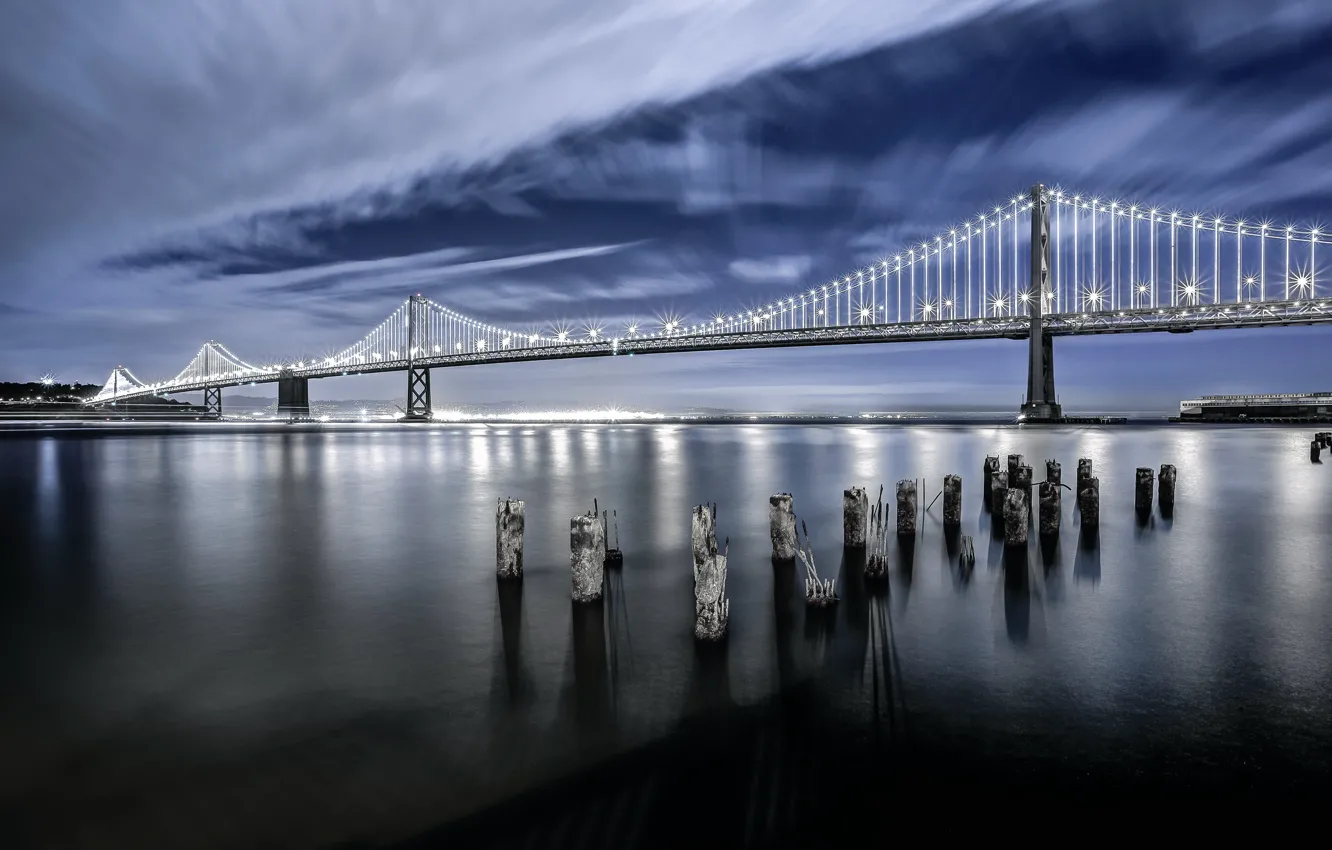 Photo wallpaper the sky, night, bridge, San Francisco