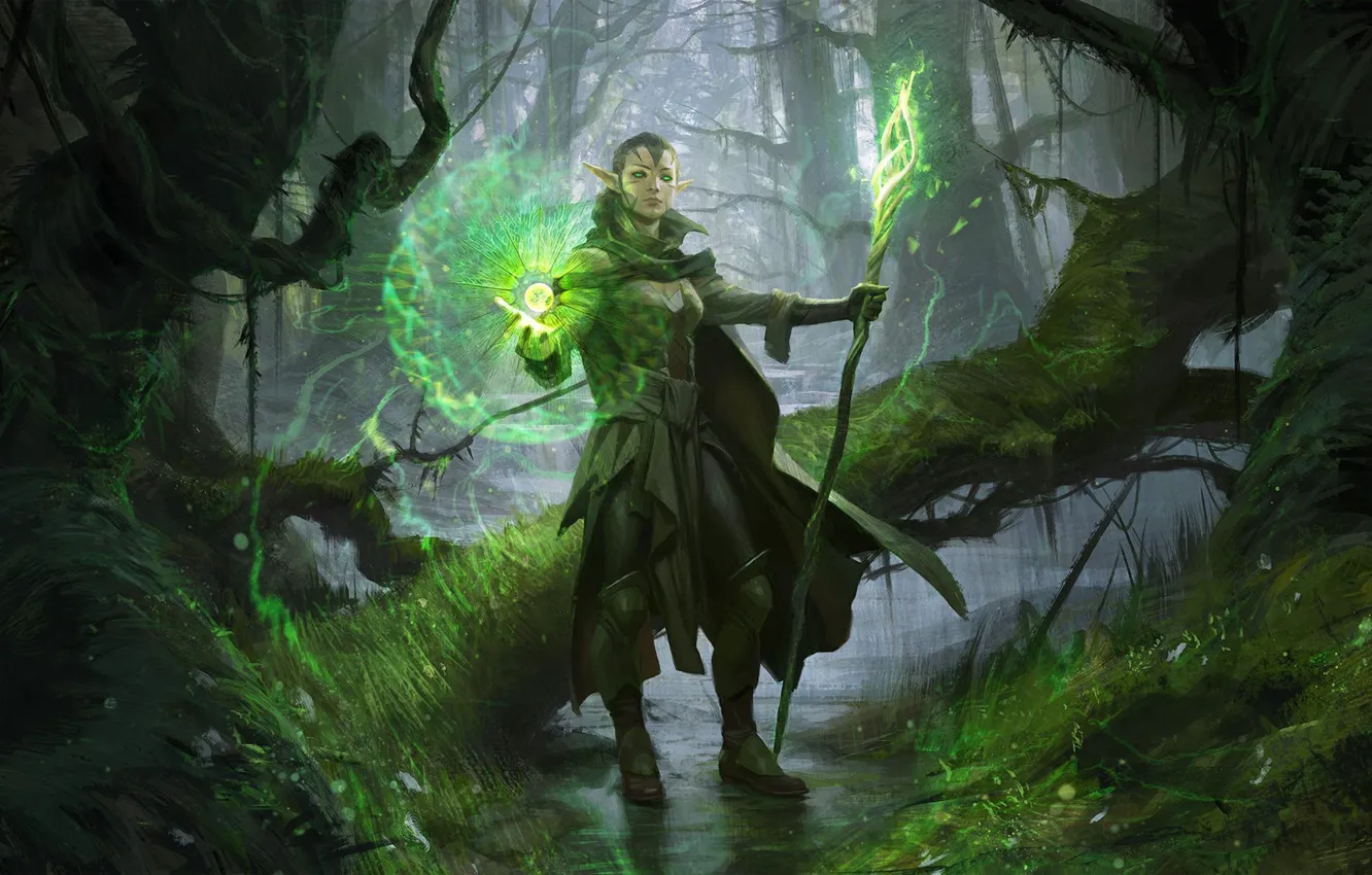 Photo wallpaper MAG, Magic The Gathering, Wesley Burt, Planeswalker, Nyssa We We, Nissa Revane, Nissa - Sage …