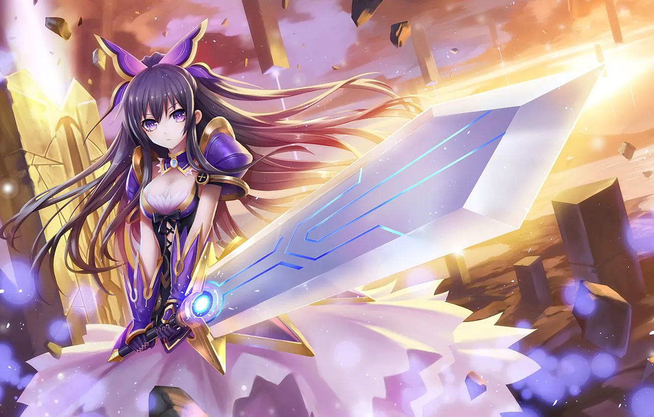 Photo wallpaper girl, spirit, sword, anime, art, Date A Live, Tooka Yatogami