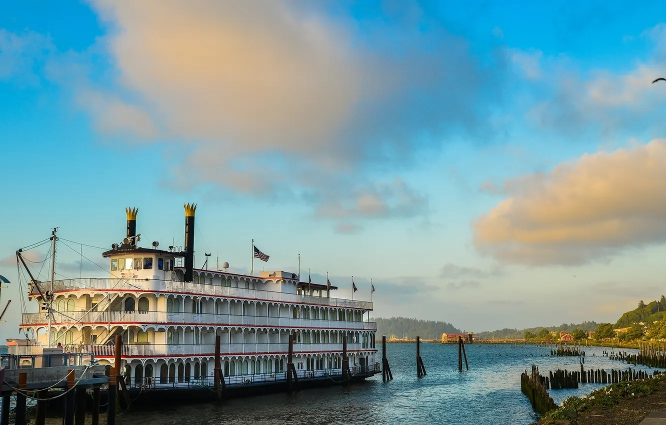 Photo wallpaper Oregon, steamer, Oregon, Columbia River, the Columbia river, Astoria, Astoria