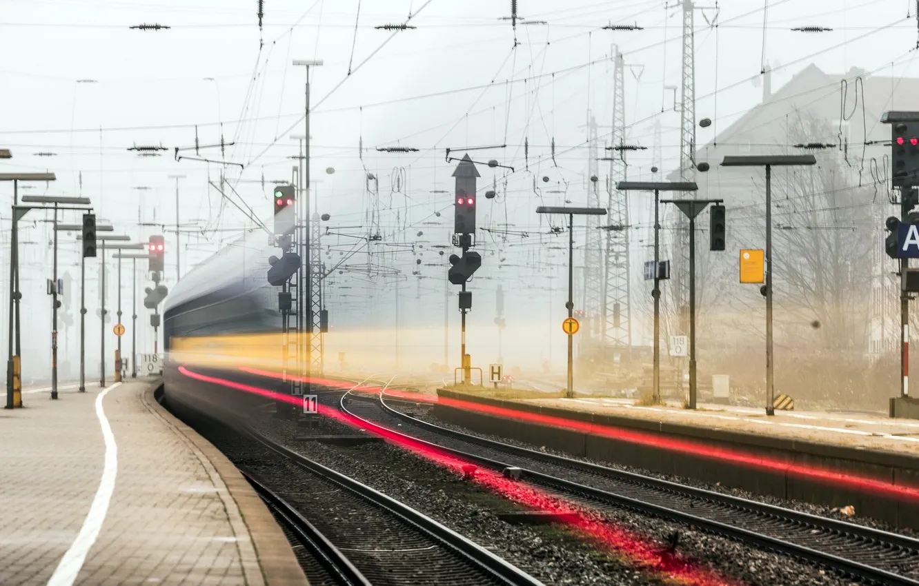 Photo wallpaper the city, sign, railroad