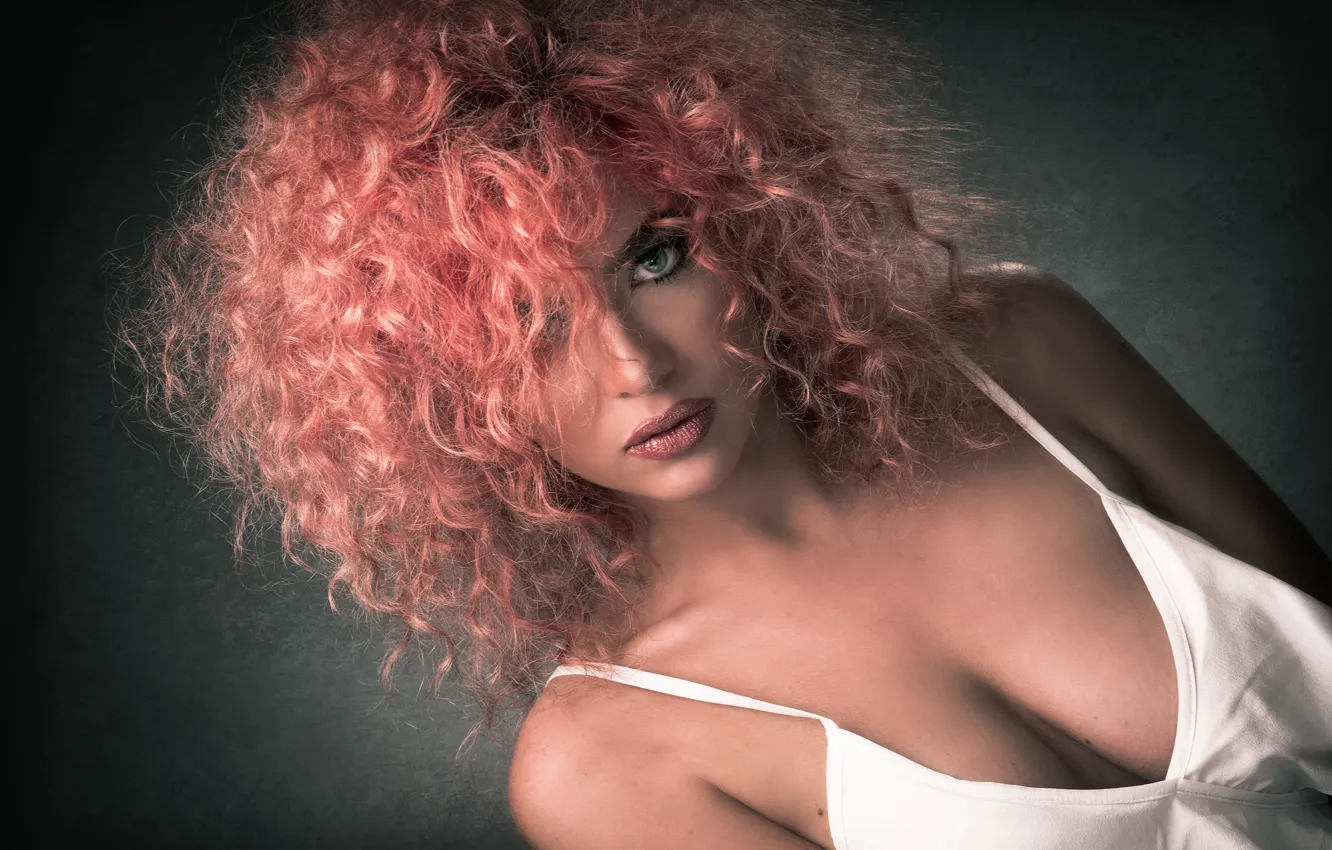 Photo wallpaper look, girl, portrait, makeup, curls, MOP, Clubb Simon