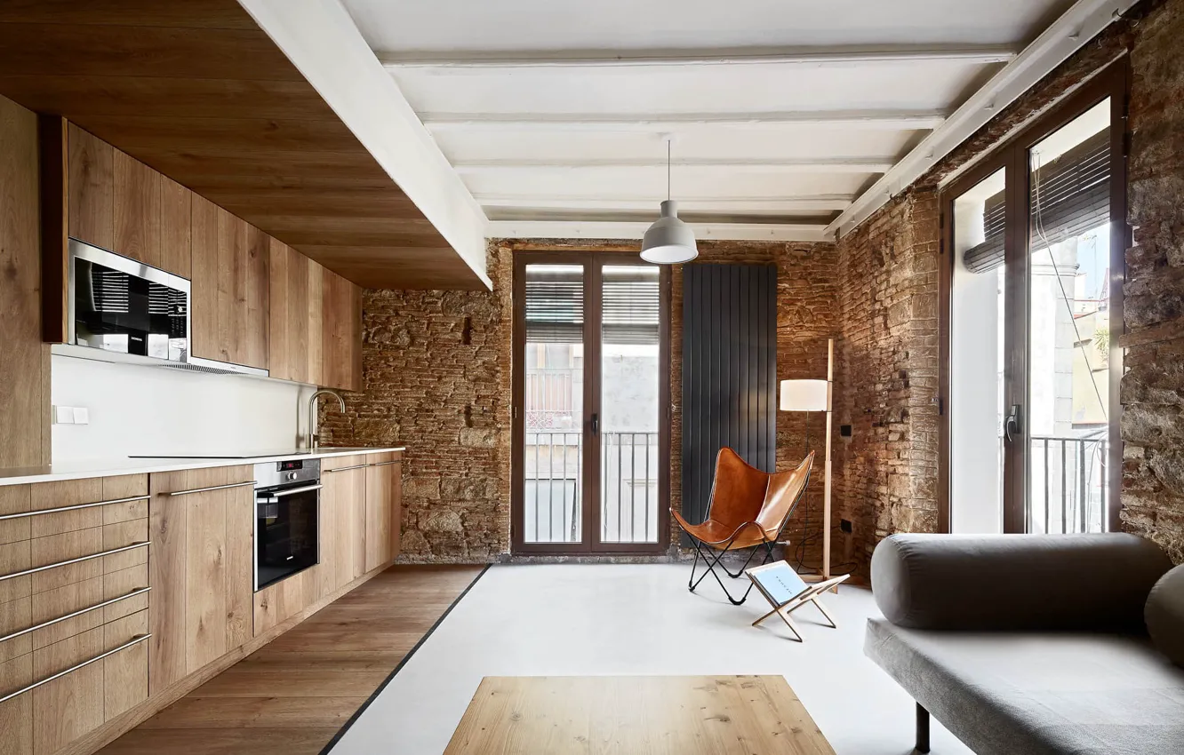 Photo wallpaper design, style, interior, kitchen, Born Apartments