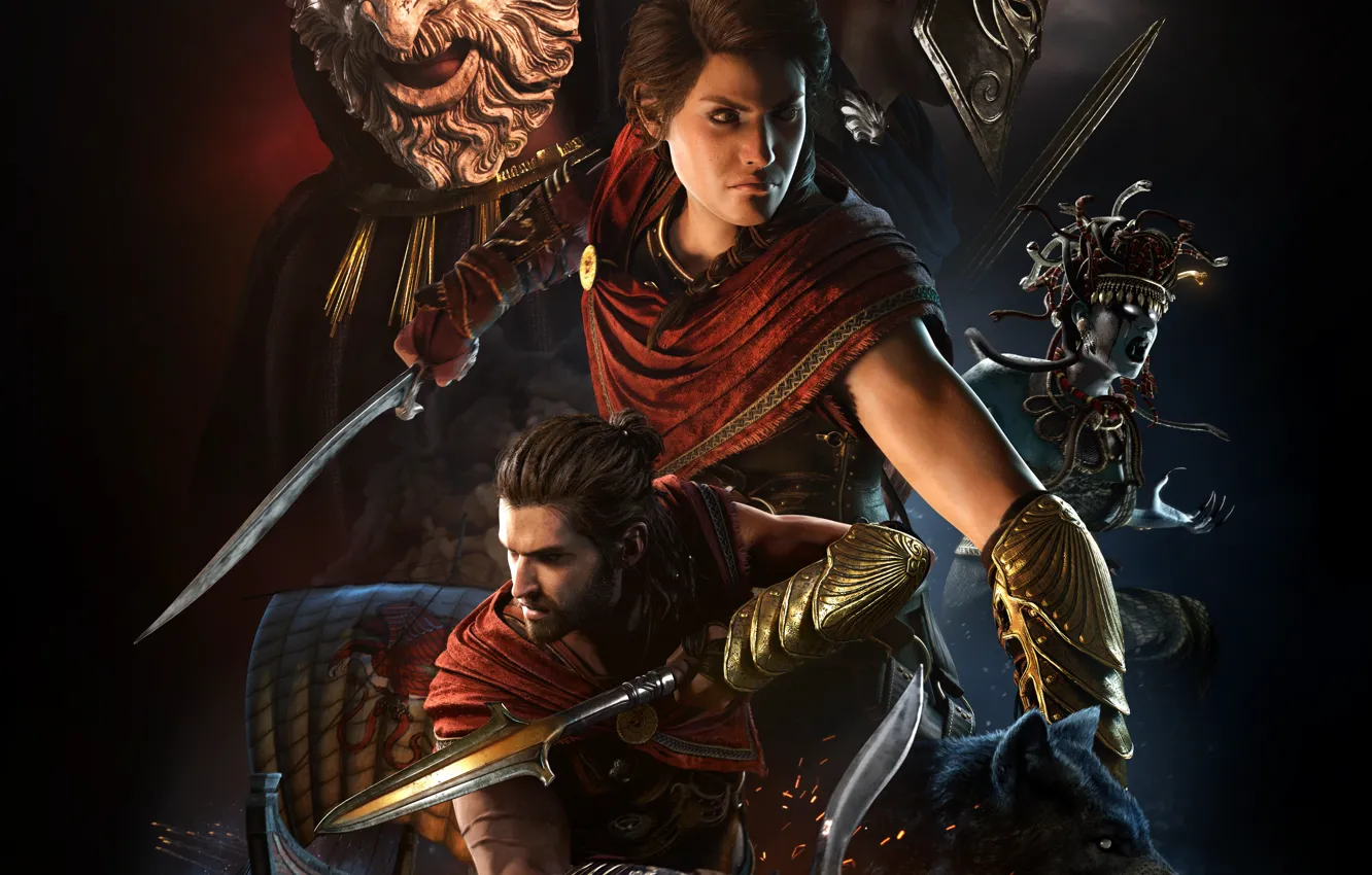 Photo wallpaper art, Kassandra, Assassin's Creed Odyssey, Alexios