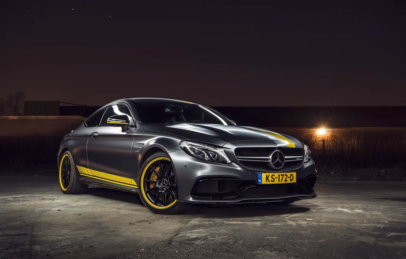 Photo wallpaper Mercedes, AMG, Coupe, Night, C63, Edition 1