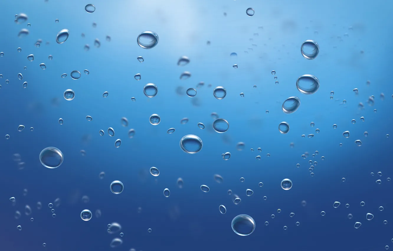Photo wallpaper sea, water, drops, bubbles, the ocean, drop, minimalism, under water