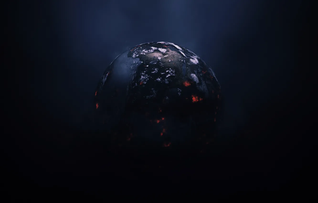 Photo wallpaper space, universe, fire