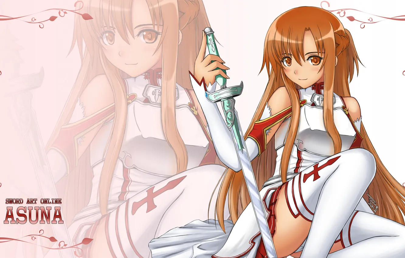 Photo wallpaper look, girl, smile, panties, sword, art, sword art online, yuuki asuna