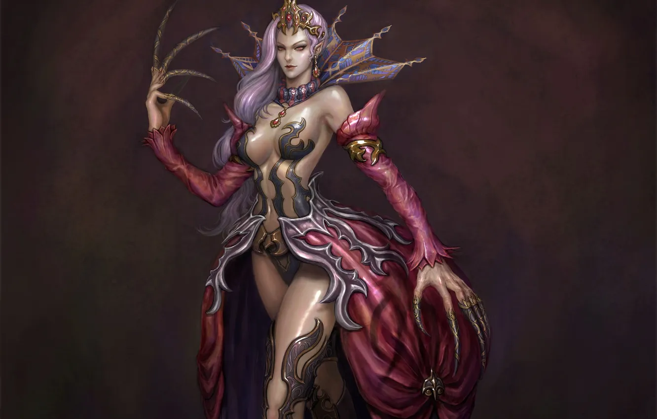 Photo wallpaper girl, decoration, background, monster, dress, art, claws, Queen