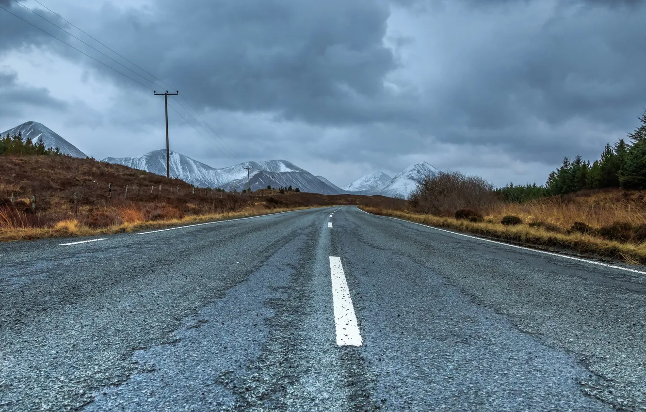 Photo wallpaper road, landscape, mountains