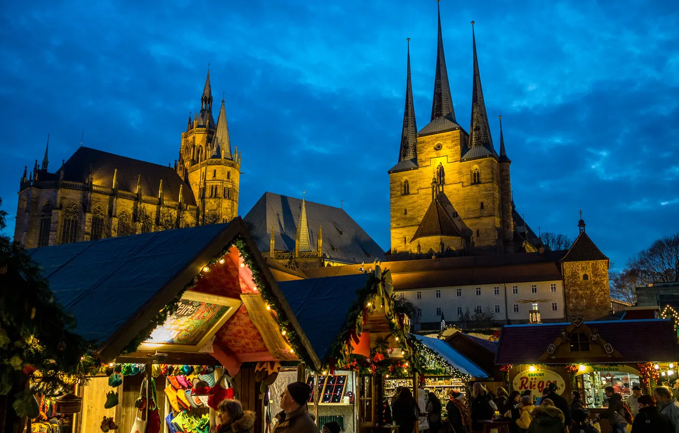 Photo wallpaper the sky, the evening, Germany, area, Cathedral, fair, Erfurt