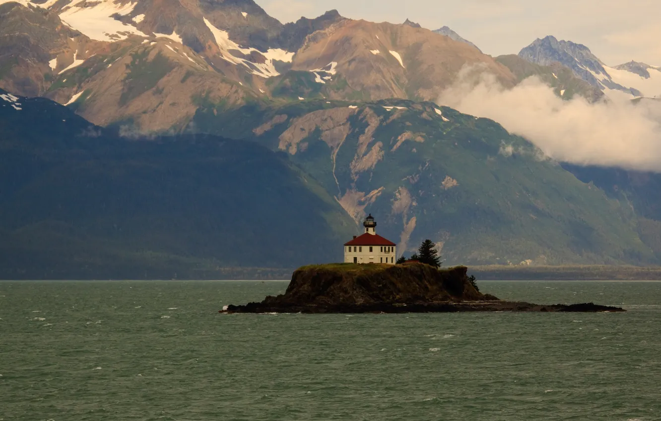 Photo wallpaper Alaska, United States, Lynn Canal, skagway, Juneau, Eldred Rock Lighthouse