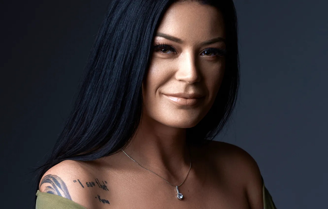 Photo wallpaper look, sexy, smile, background, model, portrait, makeup, dress