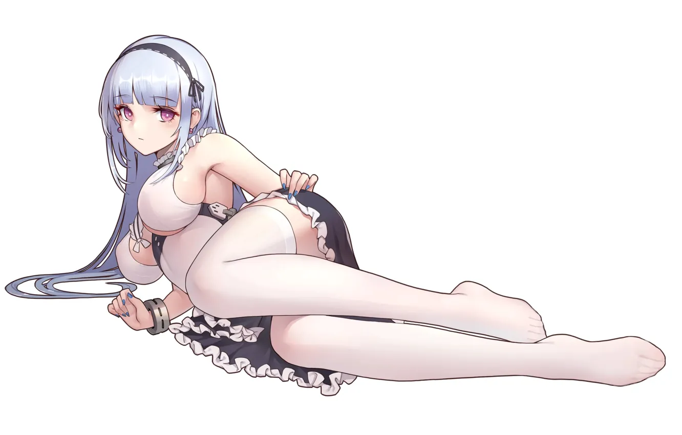 Photo wallpaper girl, brown eyes, boobs, anime, beautiful, short hair, pretty, swimsuit