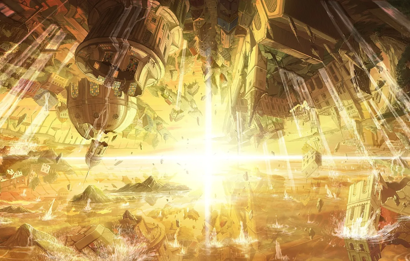 Photo wallpaper water, the city, art, destruction, upside down, mugon