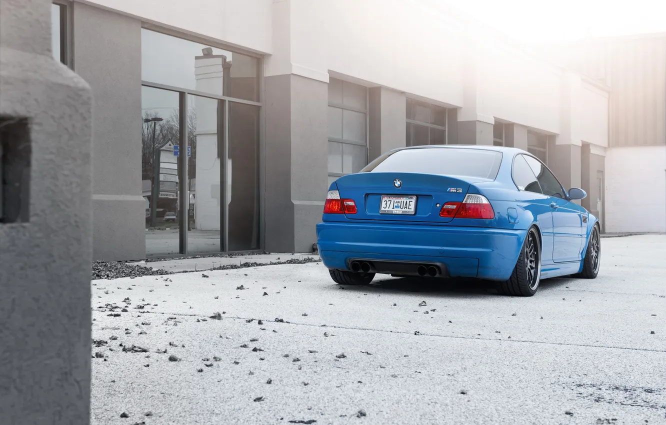 Photo wallpaper blue, the building, Windows, bmw, BMW, coupe, rear view, blue