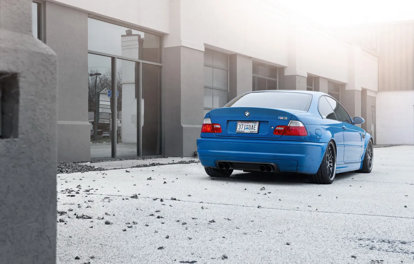 Photo wallpaper blue, building, BMW, coupe, BMW, window, rear view, blue