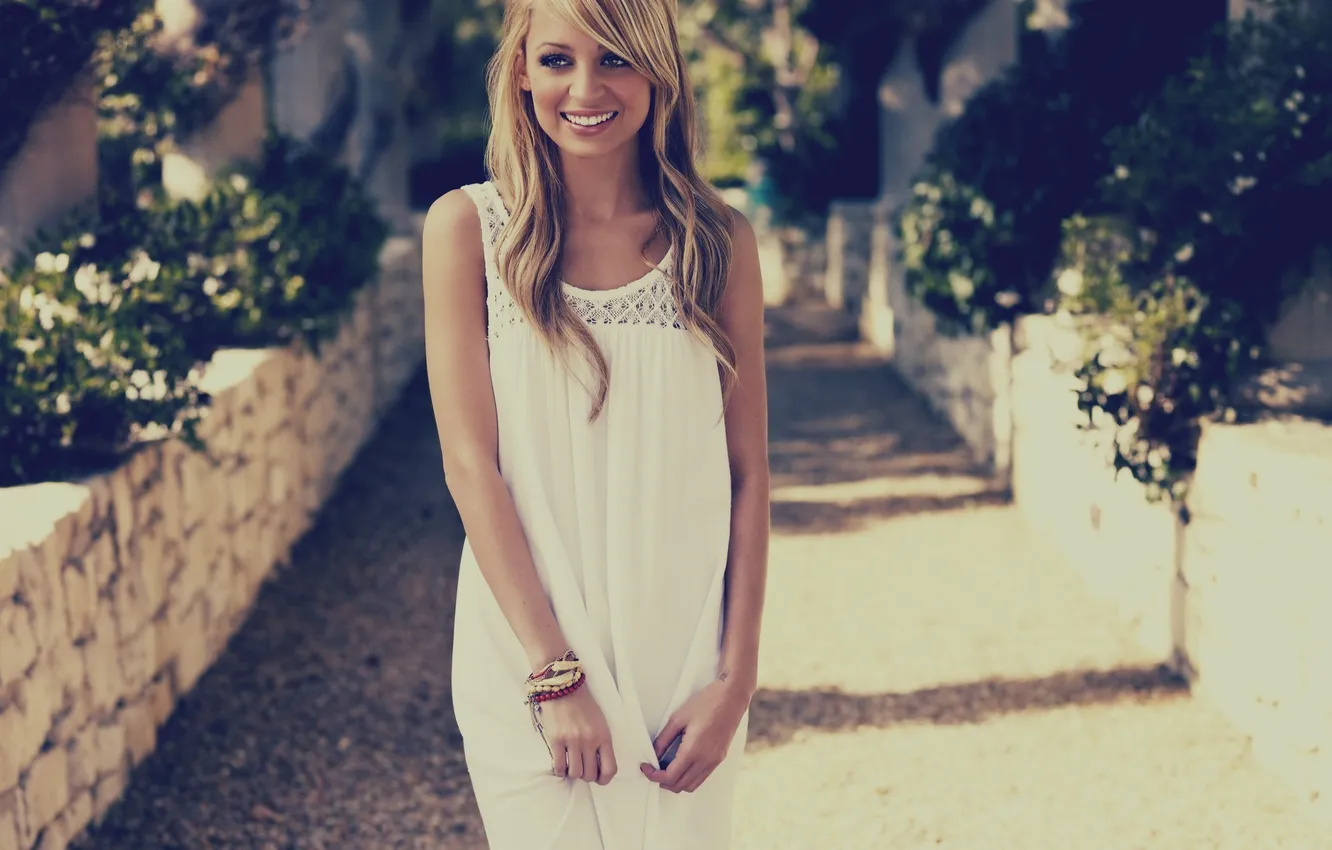 Photo wallpaper girl, smile, blonde, girl, blondes