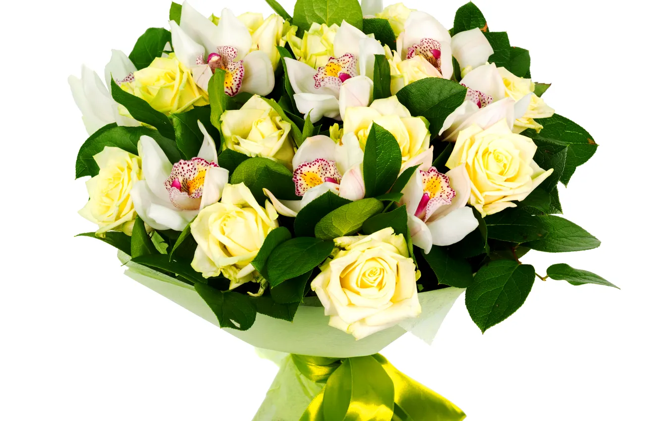 Photo wallpaper roses, bouquet, Orchid, orchid, roses, bouquets