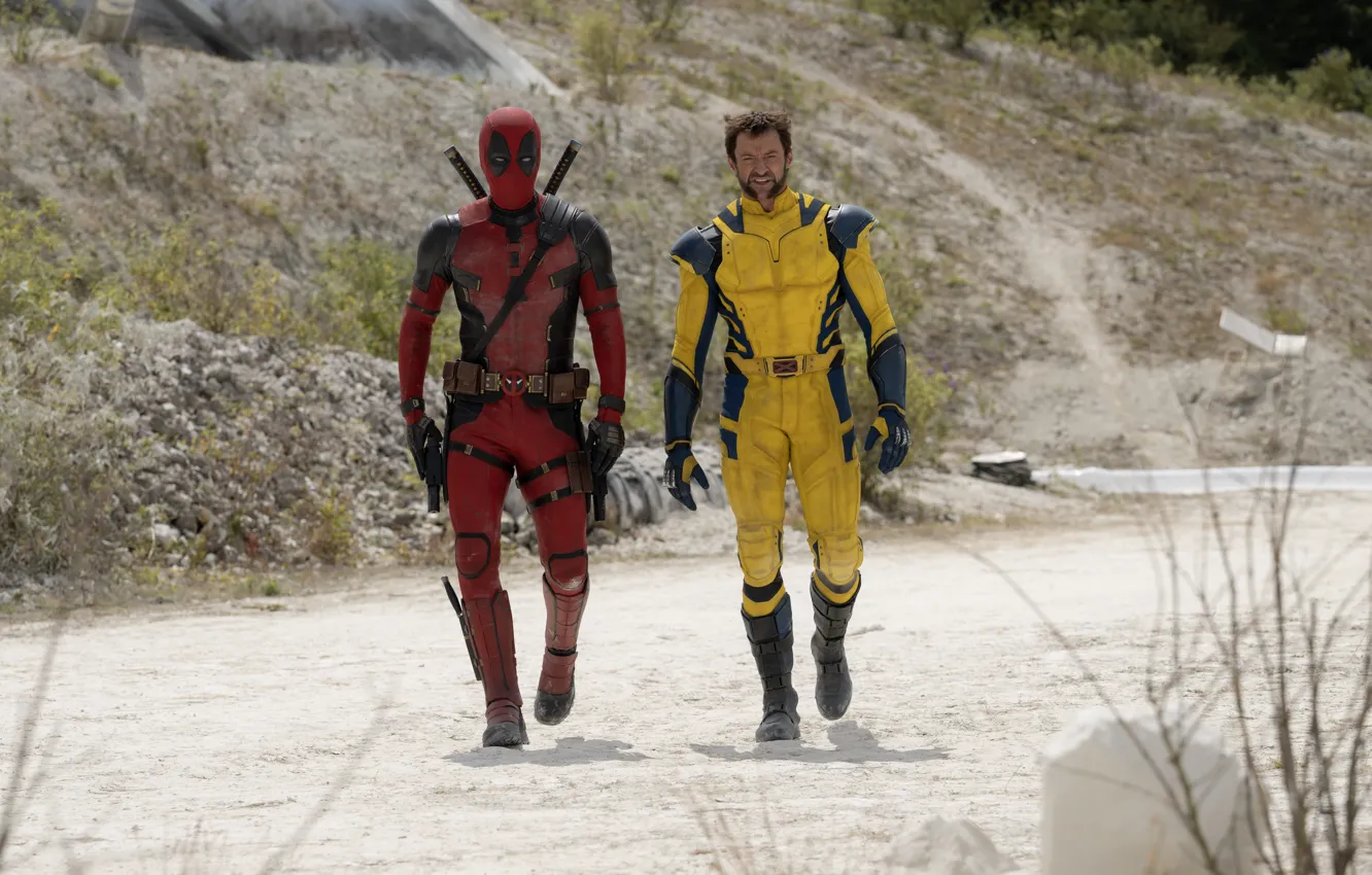 Photo wallpaper Ryan Reynolds, Wolverine, Hugh Jackman, Deadpool, Marvel Studios, 2024, Deadpool & Wolverine