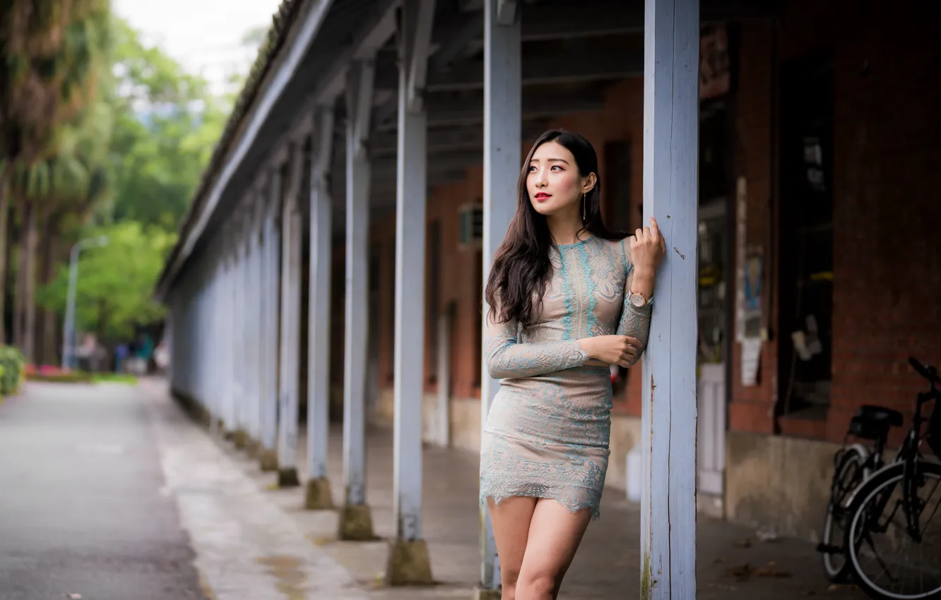 Photo wallpaper girl, dress, Asian