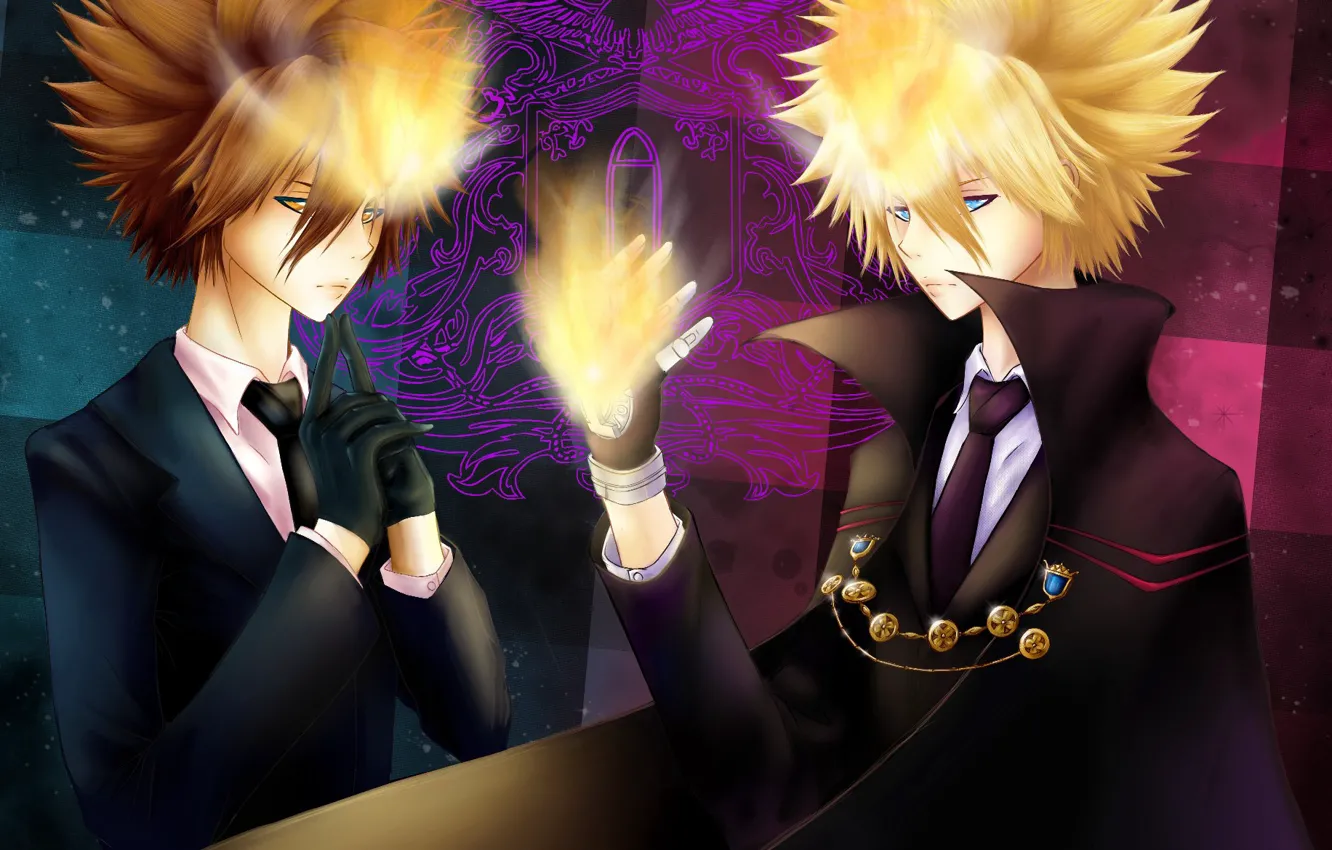 Photo wallpaper guy, katekyo Hitman reborn, Sawada Tsuyoshi, Teacher mafia Reborn, two generations