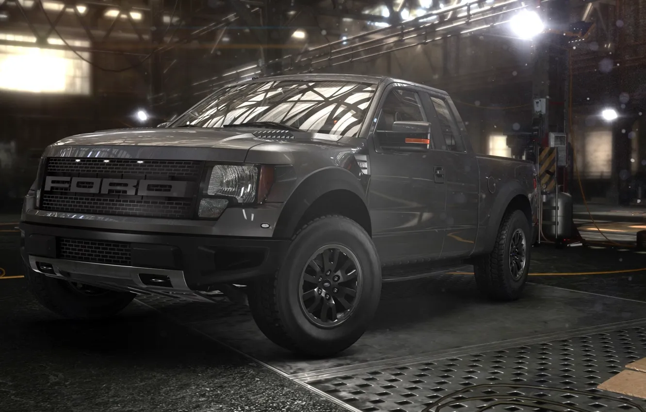 Photo wallpaper the game, garage, ford, pick-up, The Crew