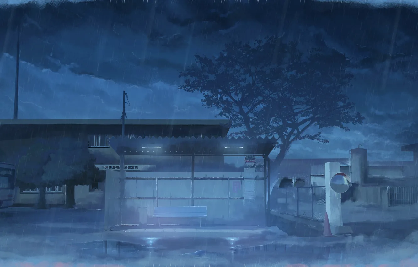 Photo wallpaper auto, night, street, the shower