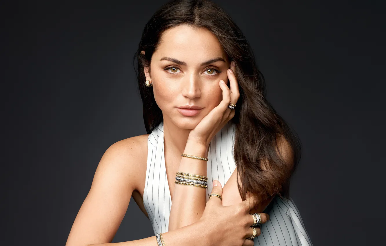 Photo wallpaper look, decoration, pose, background, model, portrait, hands, actress