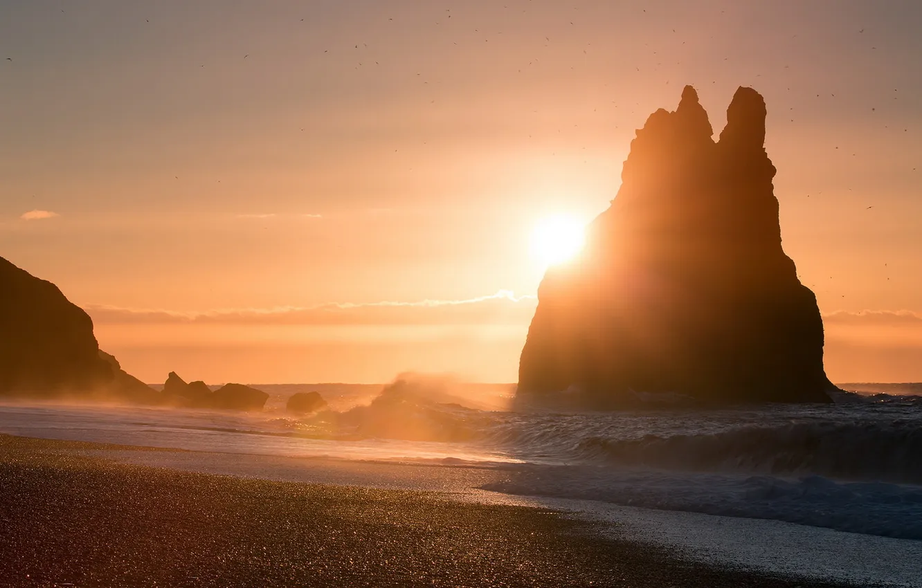 Photo wallpaper sea, landscape, nature, rocks, morning