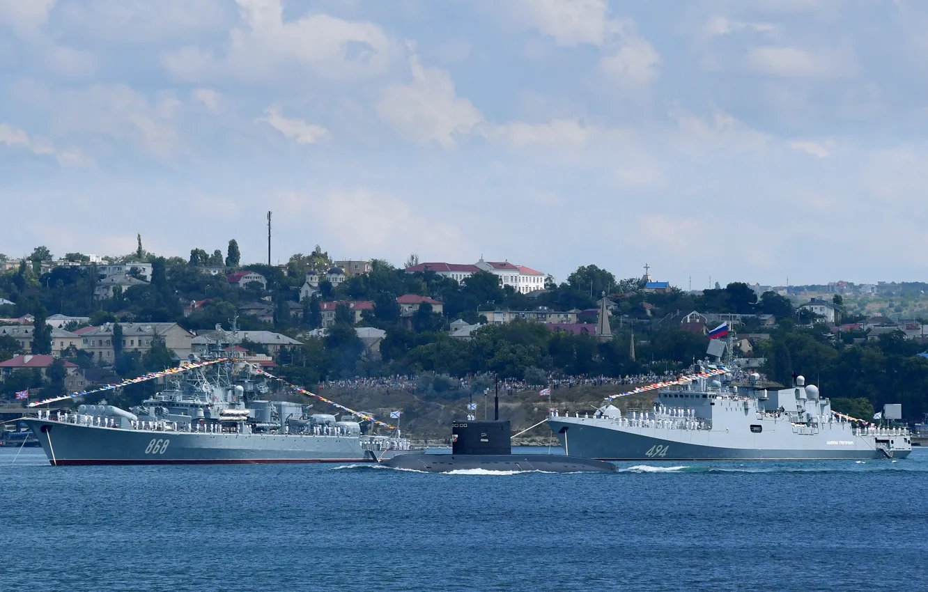 Photo wallpaper ship, parade, combat, Sevastopol
