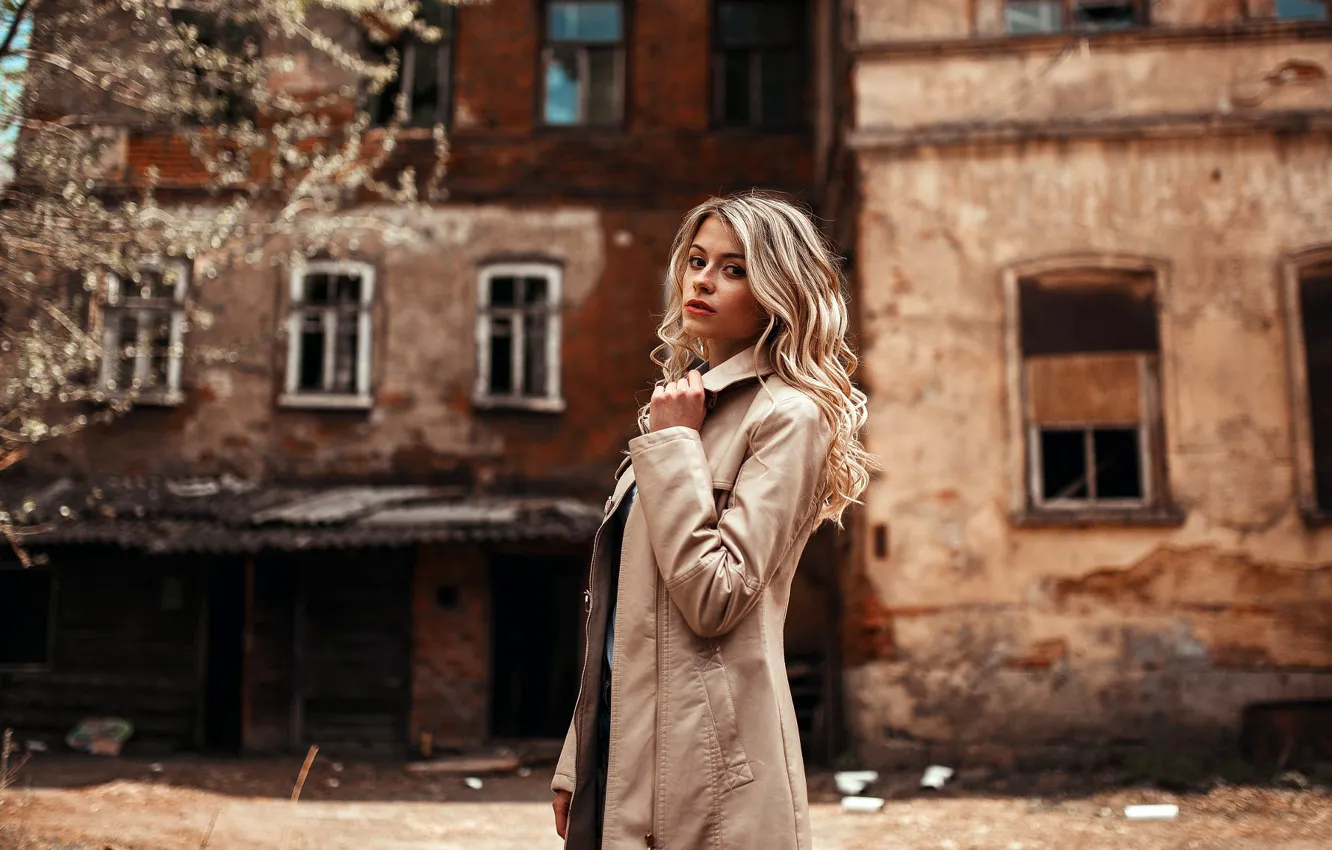 Photo wallpaper look, background, model, portrait, makeup, hairstyle, blonde, is