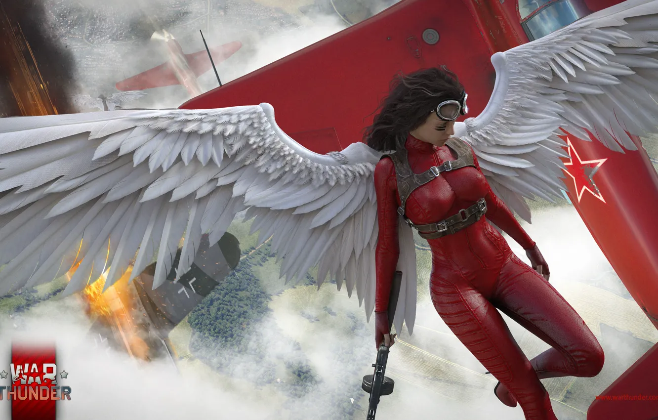 Photo wallpaper girl, aircraft, angel, warthunder, hibikirus