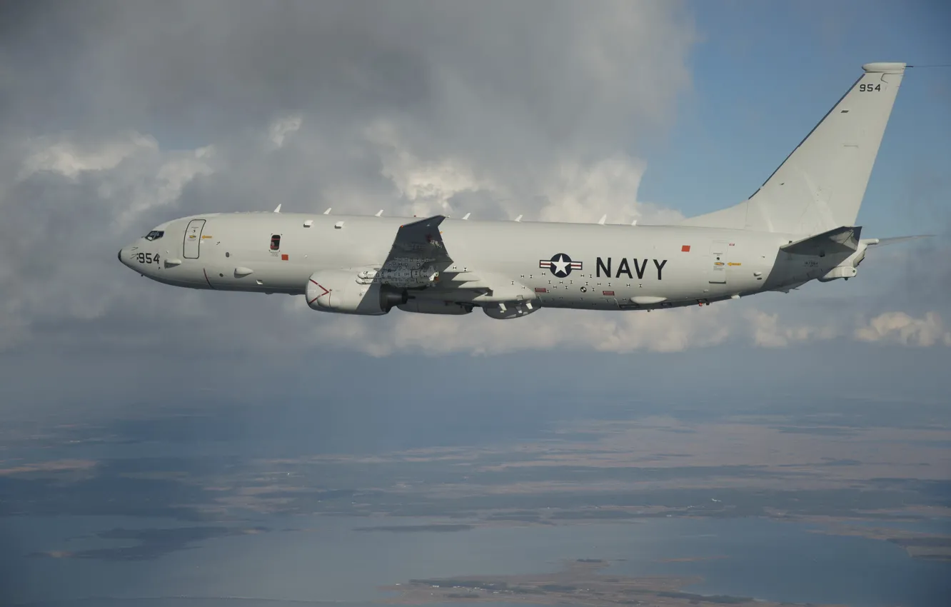 Photo wallpaper Boeing, sky, cloud, navy, Boeing P-8 Poseidon, kumo, Boeing P-8, P-8 Poseidon