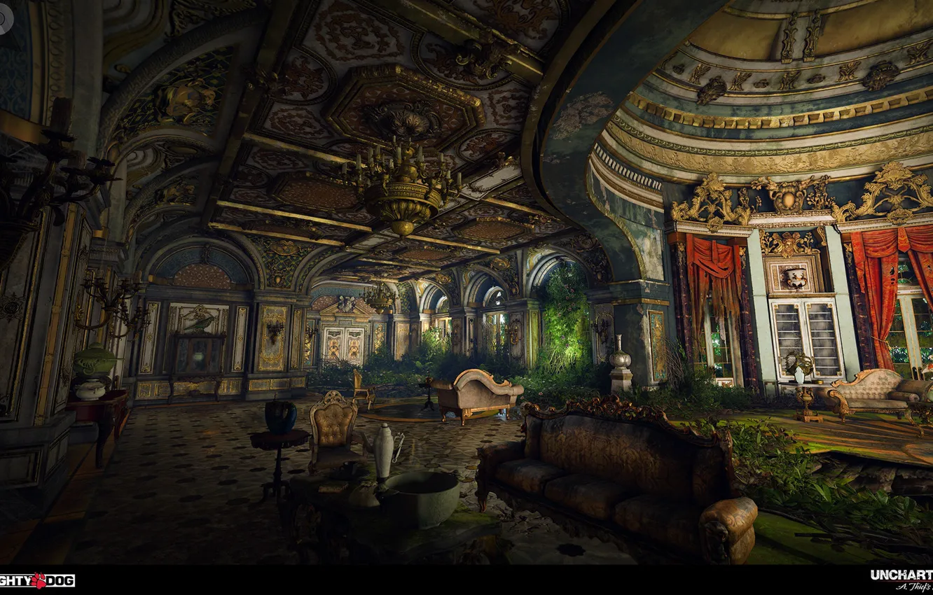 Photo wallpaper luxury, the room, arch, Uncharted 4, Averys Palace
