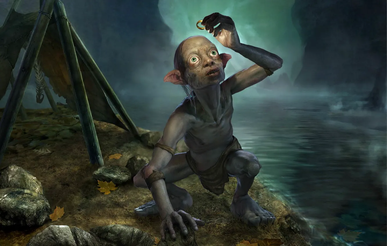 Photo wallpaper the Lord of the rings, ring, tent, Gollum