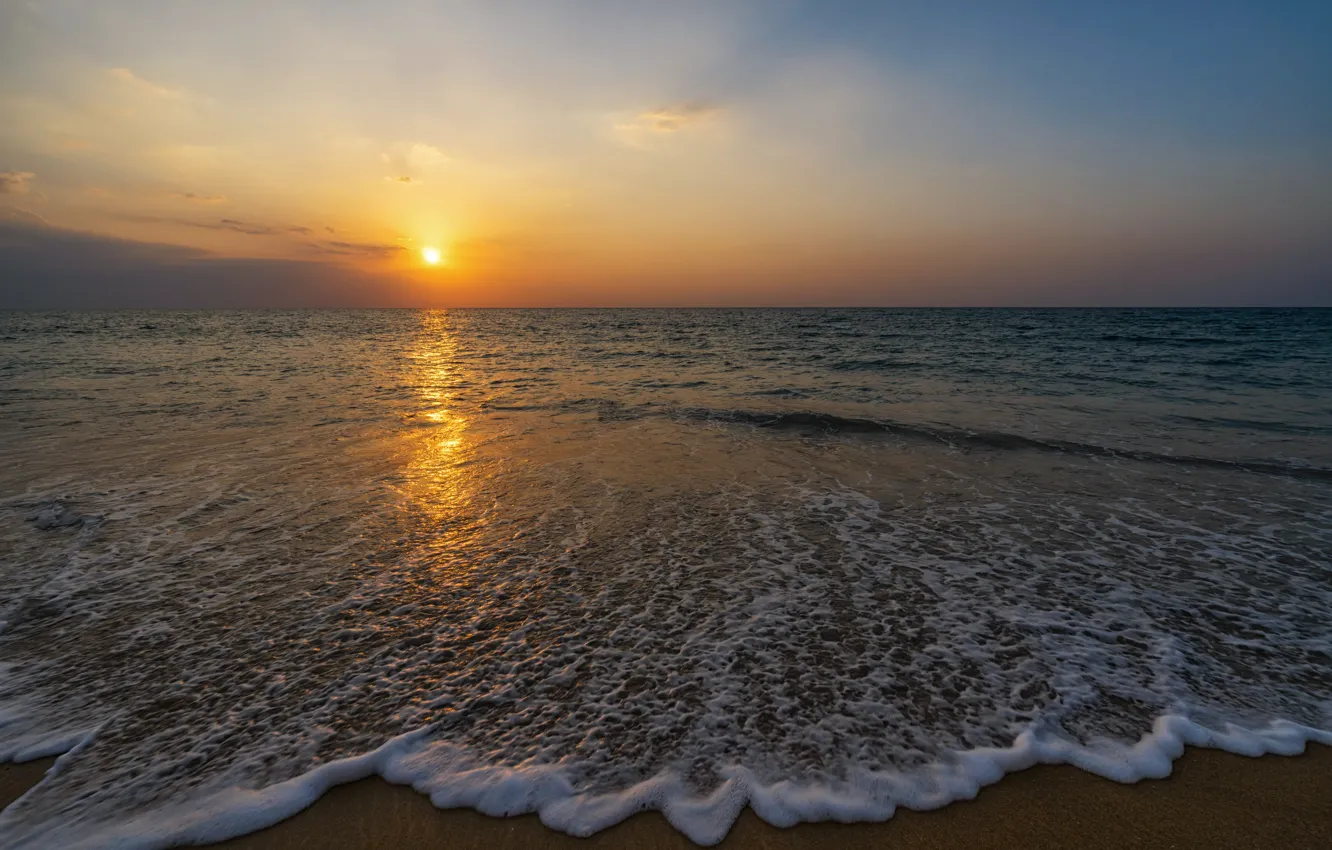 Photo wallpaper sand, sea, wave, beach, summer, sunset, summer, beach