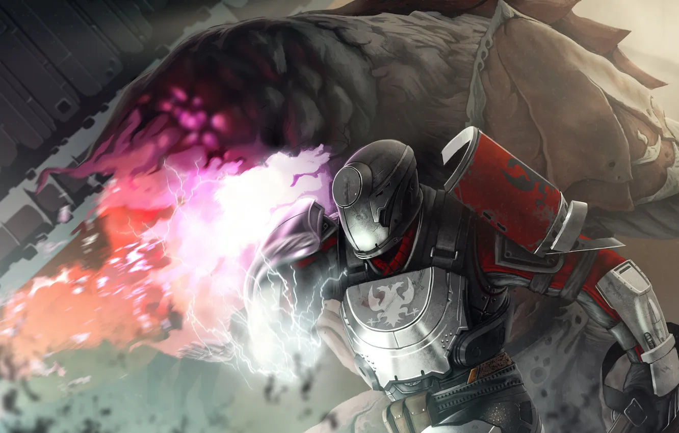 Photo wallpaper soldiers, helmet, art, Destiny, Ogre, Titan