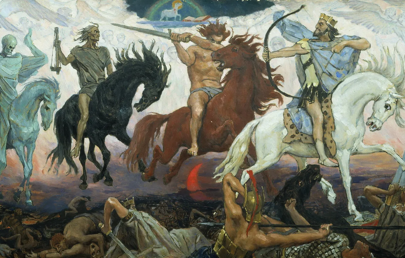 Photo wallpaper picture, Vasnetsov, Riders, warriors of the Apocalypse