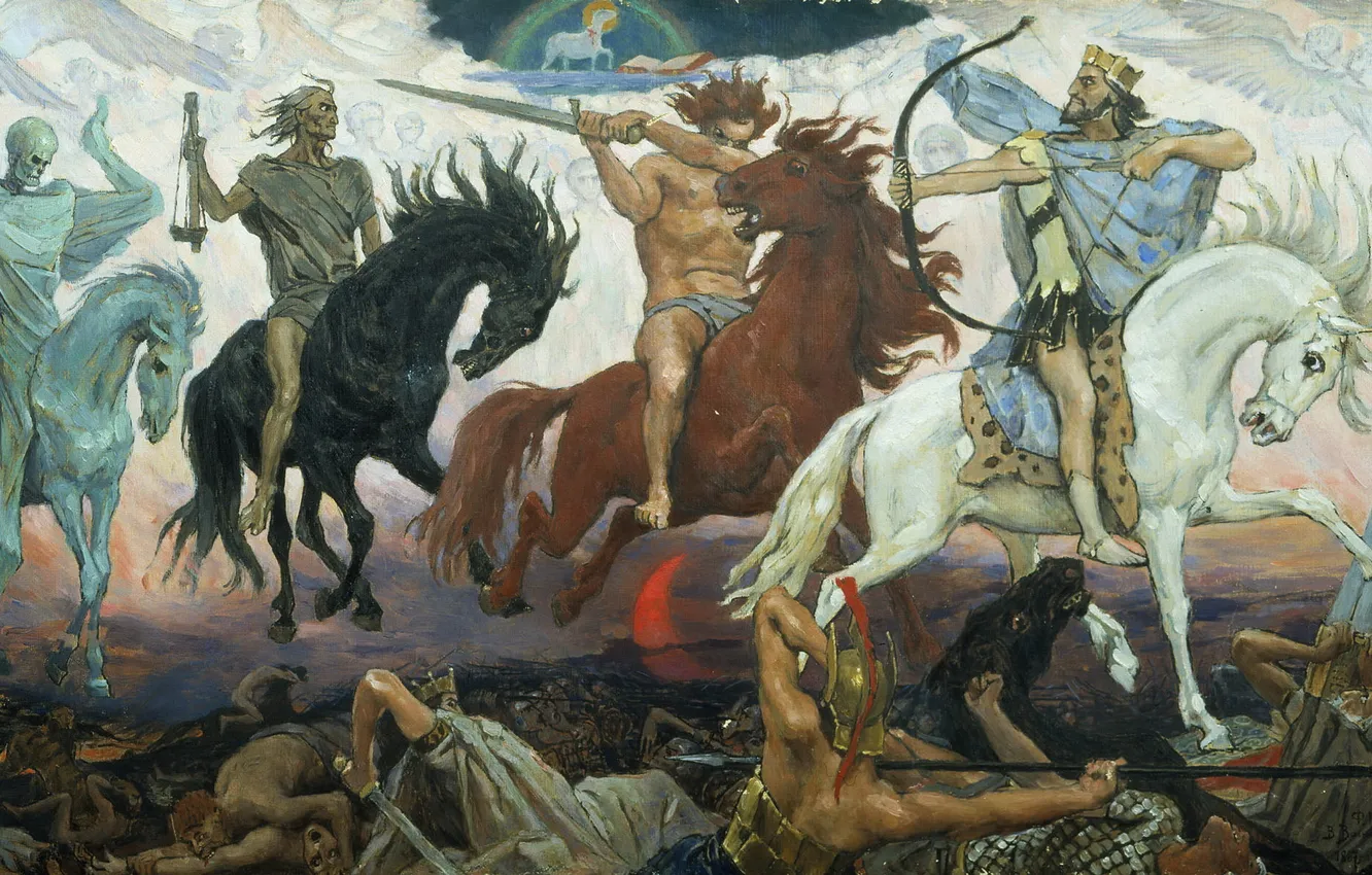 Photo wallpaper picture, rider, Vasnetsov, warriors of the Apocalypse