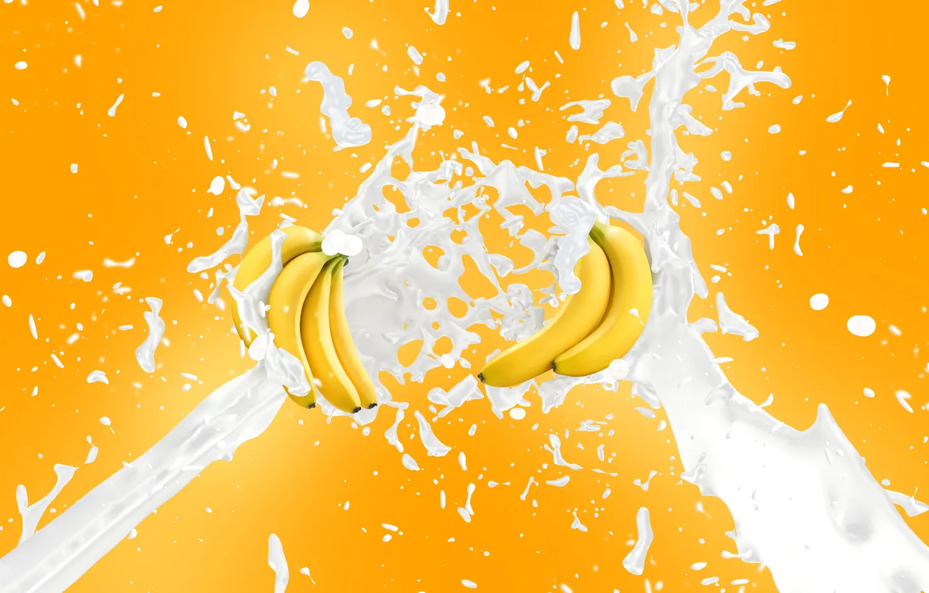 Photo wallpaper squirt, splash, milk, bananas